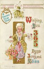 Happy New Year 365 Victorian Woman Embossed pm 1910 Postcard picture
