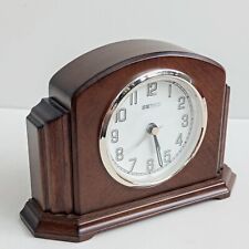 Seiko Wooden Mantel Shelf Desk Alarm Clock Quartz Brown 17. 5/12.5/5 Cm picture