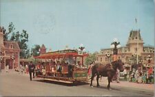Postcard Disneyland 1961 Main Street Dobbin Stand Patiently Trolley picture