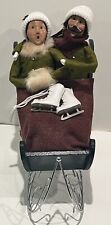 Byers' Choice 1995 THE CAROLERS Couple in Sleigh Skates Muff - Great Condition picture