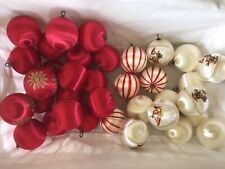 Vintage Christmas Ornaments Satin Ball Styrofoam Red White Lot Of 35 picture