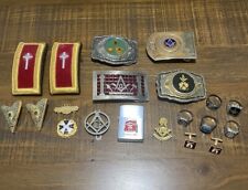Lot of Vintage Masonic Items Rings Cufflinks Belt Buckles, Clip, Lighter, etc. picture
