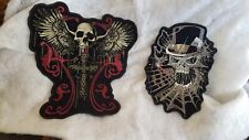 Lot Of 2 Embroidered Skull Biker Sew On Patches 11