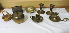 Vintage Large brass lot 8 Pieces Candle Holders, Nutcracker, Bank, etc picture