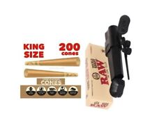 zig zag unbleached KING size pre rolled cone+RAW cone double shot 2 cone filler picture