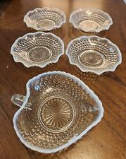 Vintage Moonstone Opalescent Hobnail Small Berry Bowls And Serving Dish 5.75” picture