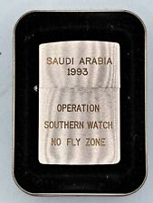 Vintage 1991 Saudi Arabia Operation Watch No Fly Zone Chrome Zippo Lighter picture