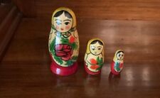 VTG Matryoshka Nesting Dolls Art Hand-Painted 3 Dolls Made in Russia 2 1/2” picture