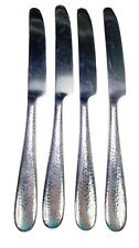 4 Butter Knives Hammered Handle Round Tip Table Flatware Silverware Stainless St picture