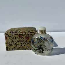 FINE VINTAGE CHINESE INSIDE PAINTED GLASS SNUFF BOTTLE 3” picture