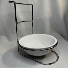 Vintage Upright Chrome Spoon Rest Holder for Stove Top With Ceramic Bowl picture