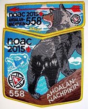 AHOALAN-NACHPIKIN LODGE 558 OA 100TH ANN NOAC 2015 FLAP BEAR 2-PATCH STAFF TOUGH picture