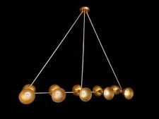 10 Light Raw Brass Mid Century Modern Style Sputnik Chandelier Light Fixture picture