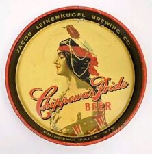 Vintage Jacob Leinenkugel's Chippewa's Pride Beer Tray 1941 WW2 WWII Maiden Logo picture