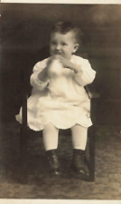 Postcard RPPC Early Photo of Infant With Bottle Sister Roys Baby picture