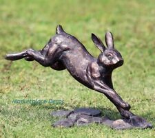 Running Rabbit Garden Sculpture Statue Metal Bunny Bronze Finish Outdoor Indoor picture