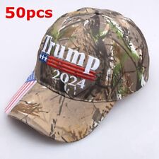 50pc Trump 2024 US president cap Hat USA flag Camouflage Cap baseball embroidery picture
