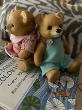 Lot of 2 VTG Homco Jointed Teddy Bear Figurines  Boy/Girl Porcelain 4.5