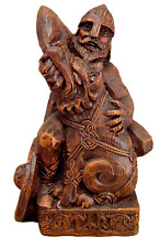 Seated Tyr Statue - Norse Viking God Figure Dryad Design Asatru Rune Statue picture