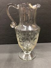 Vintage Antique Elegant Etched Glass vase   Beverage Serving Pitcher  Cocktails picture
