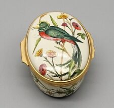 Halcyon Days Enamel Trinket Box Designed by Tiffany & Co Bird & Flowers England picture