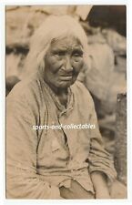 ELDERLY NATIVE AMERICAN WOMAN - c1920s AZO rppc - EMOTIVE IMAGE picture