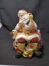 Fitz & Floyd Santa's Magic Workshop Candy Jar Christmas 1996 Ceramic Work Shop picture
