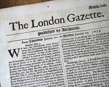 Early Rare 17th Century 349 Years old London Gazette England RARE 1675 Newspaper picture