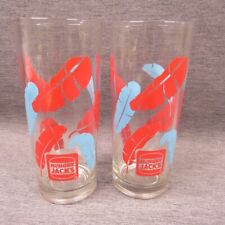 2 x Hungry Jack Drinking Glasses 300ml 16cm Tall 6.5cm Diameter (Rim) Blue Red picture