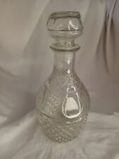 Vintage Crown Royal Wine Whiskey Decanter Cut Glass Etched Grapes w/ Stopper  picture