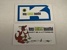 Pair of Vintage Parky the Kangaroo Keep Kansas Beautiful Bumper Sticker - NOS picture