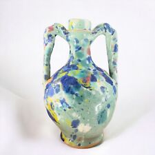 Vintage Hand Made Early California Pottery Multicolor Glaze Hand Crafted Vase picture