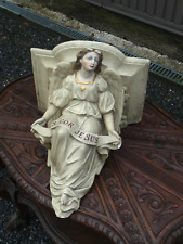 Antique 19thc French chalk Angel church wall console rare picture