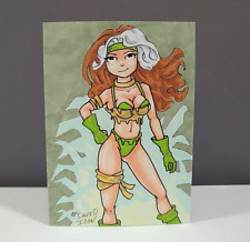 Original Hand Drawn Marvel ROGUE Pinup Artist Sketch Card 1/1 - David Icon - PSC picture