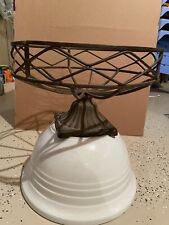 VTG Farmhouse French Iron Wire Pedestal Bowl Basket 12” Round Cottage Core Decor picture