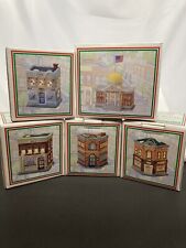 VTG 1993 Set of 5 Home Town America Collection Court House Barber Gem Drugs Cafe picture