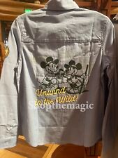 Disney World Wilderness Lodge Resort 2023 Mickey Minnie Button Blue Shirt XXL 2X picture
