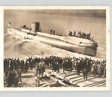 1938 Press Photo BRITISH SUBMARINE 'Unity' Launched at Vickers-Armstrong England picture