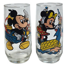 2 VINTAGE WALT DISNEY MICKEY & MINNIE MOUSE PEPSI COLLECTOR SERIES GLASSES picture