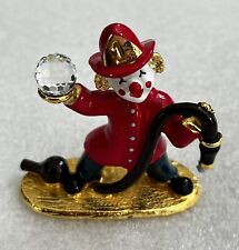 Spoontiques Vintage Pewter Fireman Clown w/Swarovski Crystal & Gold Plating. picture
