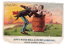 Iowa Wind Mill & Pump Company Cedar Rapids IA SON SET Barrel Vict Card c1880s picture