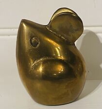 Vintage Brass Mouse Paperweight Made In Korea, Cute & Sturdy In Exc. Condition picture