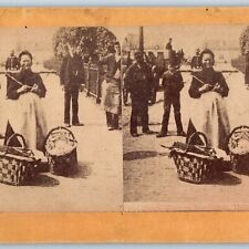 c1880s Rotterdam, Holland Old Apple Woman Stereoview Photo Netherlands V29 picture