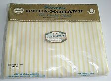 Flat Twin Sheet Stevens Utica-Mohawk Percale yellow stripes USA Grannycore picture