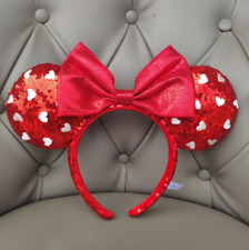 Red Heart Sequin Bow Mickey Mouse 2020 Minnie Ears Disney-Parks Girl Headband picture