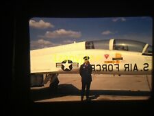 3L12 VINTAGE Photo 35mm Slide PILOT IN FULL UNIFORM US AIR FORCE RESCUE JET picture