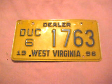 1996 West Virginia Dealer License Plate Tag Original picture