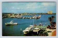 Clearwater Beach FL-Florida, the Marina & Yacht Basin, Souvenir Vintage Postcard picture