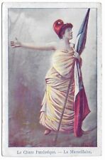 Postcard Patriotic French Postcard Patriot Woman Embracing French Flag — D27 picture