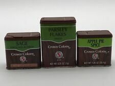 Vintage 1980s Safeway Crown Colony Spice Tins Lot of 3 Apple Spice Parsley Sage picture